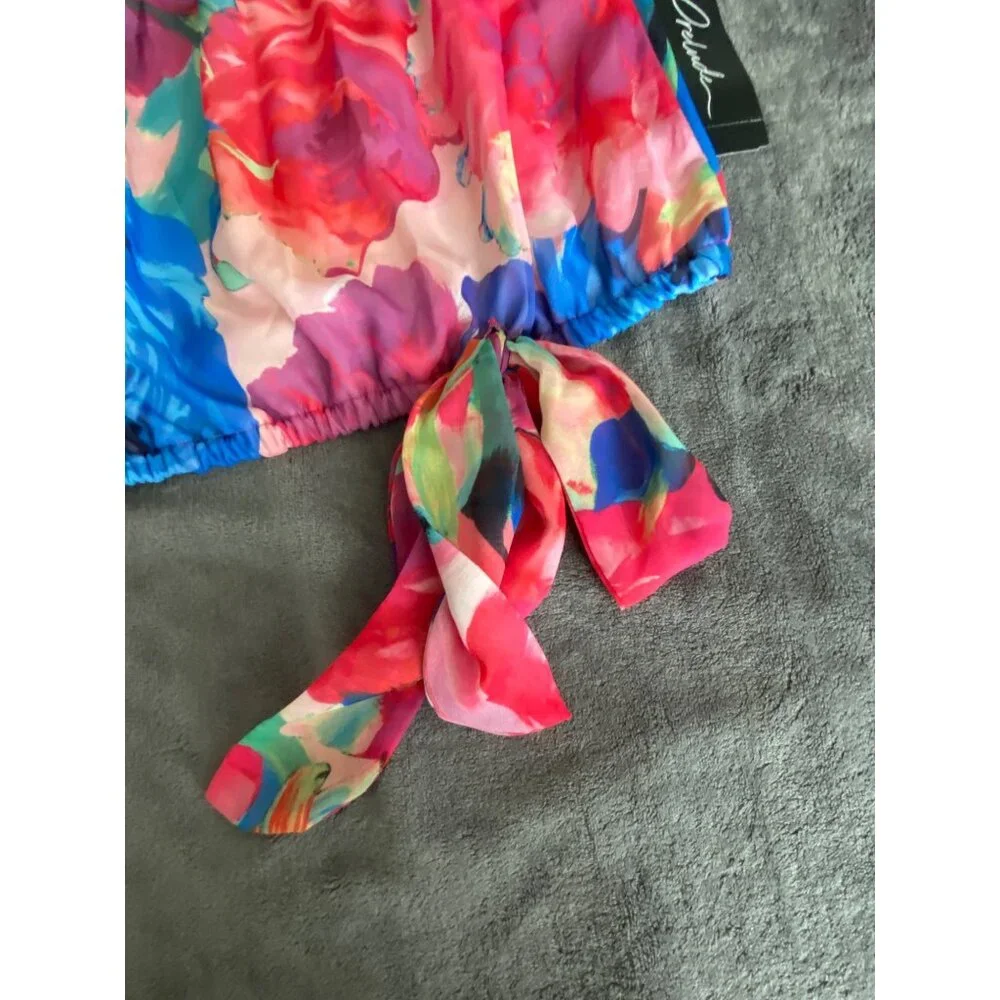 NEW Prelude Womens Floral Blouse 3/4 Sleeve Scoop Neck Pullover Top S - Picture 7 of 12